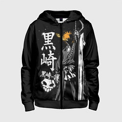 Толстовка на молнии детская Bleach, Ичиго с мечом, цвет: 3D-черный