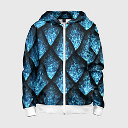 Толстовка на молнии детская Чешуя ледяного дракона, цвет: 3D-белый