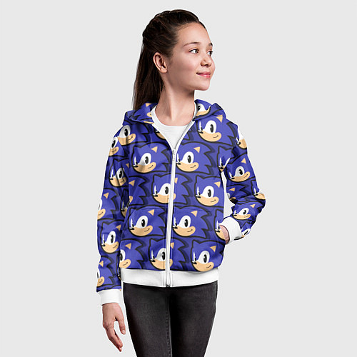 Детская толстовка на молнии Sonic pattern / 3D-Белый – фото 4