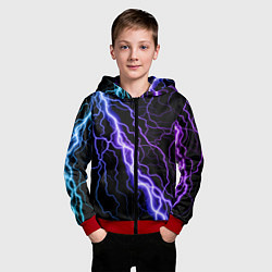 Толстовка на молнии детская НЕОНОВАЯ МОЛНИЯ ГРОЗА, цвет: 3D-красный — фото 2