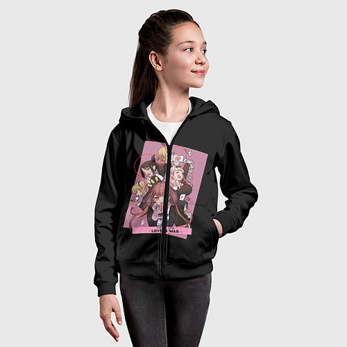 Детская толстовка на молнии Kaguya Sama Госпожа Кагуя / 3D-Черный – фото 4
