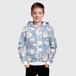 Толстовка на молнии детская Счастливые овечки, цвет: 3D-белый — фото 2