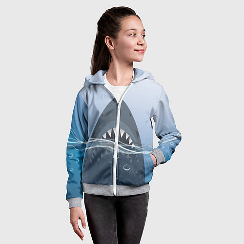 Детская толстовка на молнии Акула под водой / 3D-Меланж – фото 4