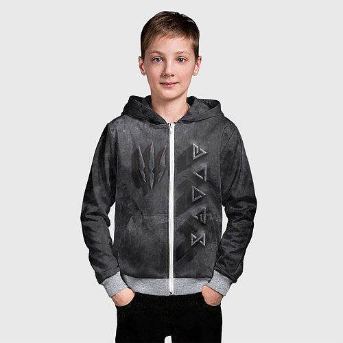 Детская толстовка на молнии THE WITCHER КАМЕНЬ / 3D-Меланж – фото 3