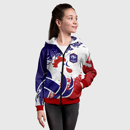 Детская толстовка на молнии Сборная Франции / 3D-Красный – фото 4
