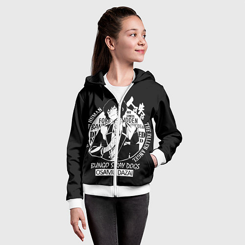 Детская толстовка на молнии Осаму Дазай Бродячие псы / 3D-Белый – фото 4