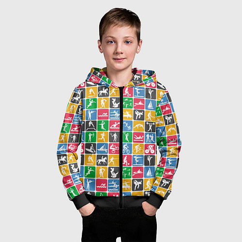 Детская толстовка на молнии СПОРТ / 3D-Черный – фото 3