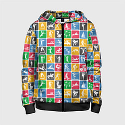 Толстовка на молнии детская СПОРТ, цвет: 3D-черный