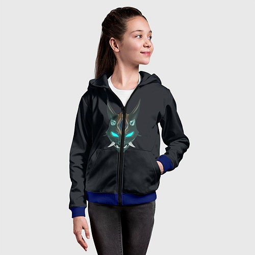 Детская толстовка на молнии Genshin Impact - Xiao / 3D-Синий – фото 4