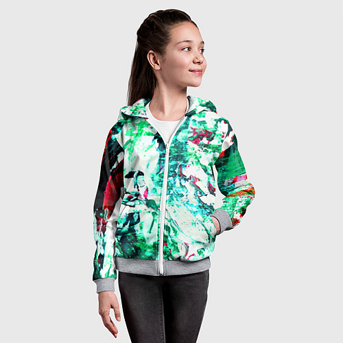 Детская толстовка на молнии Берюза Морской / 3D-Меланж – фото 4
