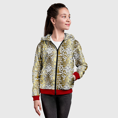 Детская толстовка на молнии Versace gold & white / 3D-Красный – фото 4