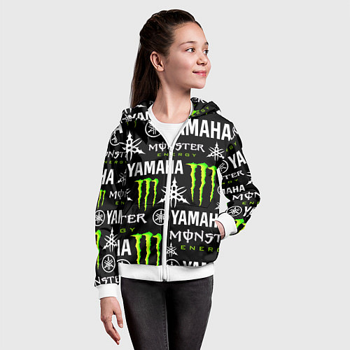 Детская толстовка на молнии YAMAHA X MONSTER SPORT / 3D-Белый – фото 4