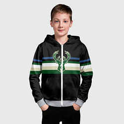 Толстовка на молнии детская Milwaukee Bucks форма Statement Edition, цвет: 3D-меланж — фото 2