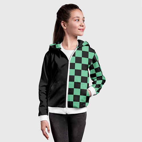 Детская толстовка на молнии КОСТЮМ TANJIRO KAMADO ТАНДЖИРО / 3D-Белый – фото 4