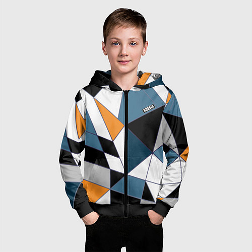 Детская толстовка на молнии Геометрический узор / 3D-Черный – фото 3
