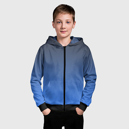 Детская толстовка на молнии DARK OCEAN GRADIENT / 3D-Черный – фото 3