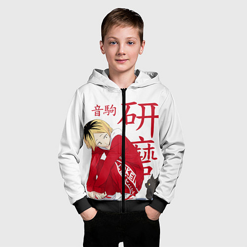 Детская толстовка на молнии Кенма Козуме, Haikyuu!! / 3D-Черный – фото 3