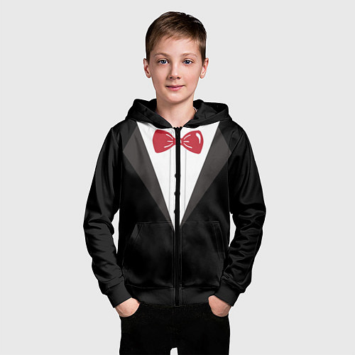 Детская толстовка на молнии Смокинг / 3D-Черный – фото 3