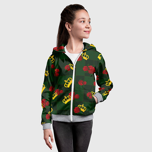Детская толстовка на молнии Короны и розы / 3D-Меланж – фото 4