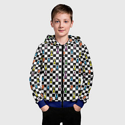Толстовка на молнии детская Яркая шахматная доска, цвет: 3D-синий — фото 2