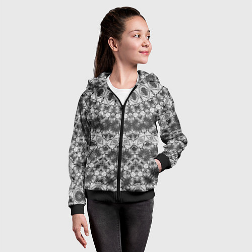 Детская толстовка на молнии Черно белый круглый узор / 3D-Черный – фото 4