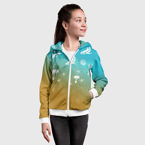 Детская толстовка на молнии Морское ассорти / 3D-Белый – фото 4