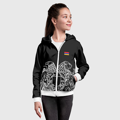 Детская толстовка на молнии Герб Армении и флаг / 3D-Белый – фото 4