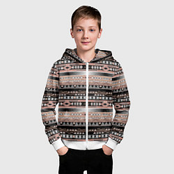 Толстовка на молнии детская Полосатый этнический орнамент, цвет: 3D-белый — фото 2