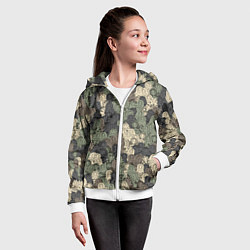 Толстовка на молнии детская Камуфляж из матрёшек, цвет: 3D-белый — фото 2