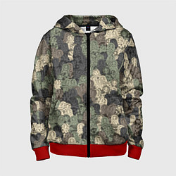 Толстовка на молнии детская Камуфляж из матрёшек, цвет: 3D-красный