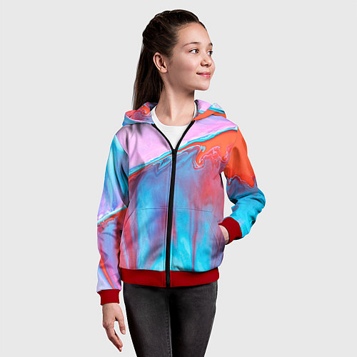 Детская толстовка на молнии Вода и песок / 3D-Красный – фото 4