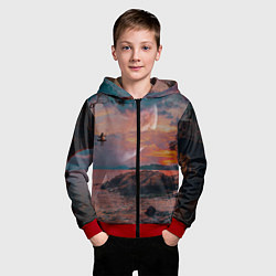 Толстовка на молнии детская Закат на качелях, цвет: 3D-красный — фото 2