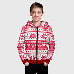 Толстовка на молнии детская Новогодний уют, цвет: 3D-красный — фото 2