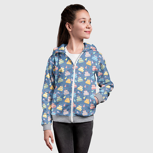 Детская толстовка на молнии Торты / 3D-Меланж – фото 4