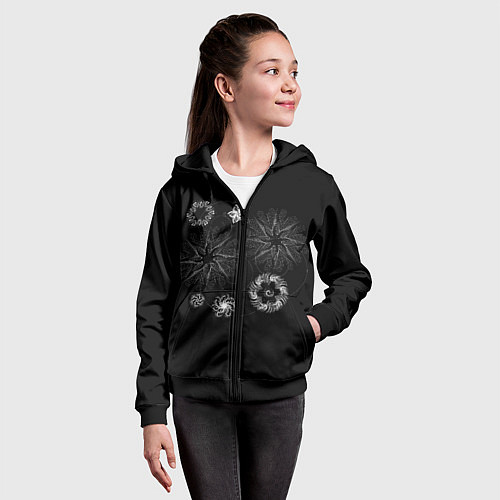 Детская толстовка на молнии Такие цветы / 3D-Черный – фото 4