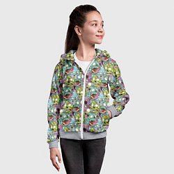 Толстовка на молнии детская Зомби, цвет: 3D-меланж — фото 2