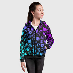 Толстовка на молнии детская 7 СМЕРТНЫХ ГРЕХОВ НЕОН ЭМБЛЕМЫ, цвет: 3D-черный — фото 2