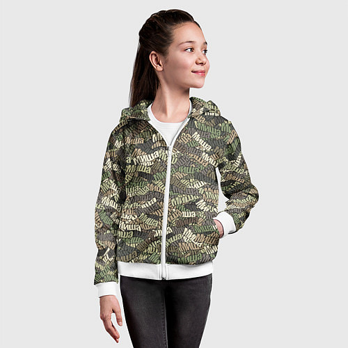 Детская толстовка на молнии Именной камуфляж Миша / 3D-Белый – фото 4