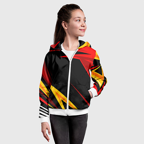 Детская толстовка на молнии Уникальные линии / 3D-Белый – фото 4