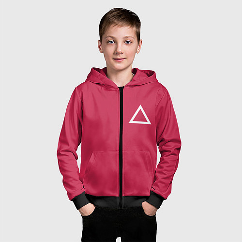 Детская толстовка на молнии Треугольник / 3D-Черный – фото 3