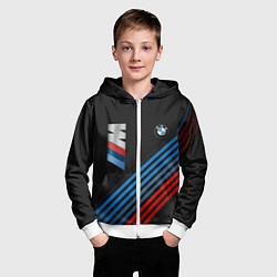 Толстовка на молнии детская BMW STRIPE, цвет: 3D-белый — фото 2
