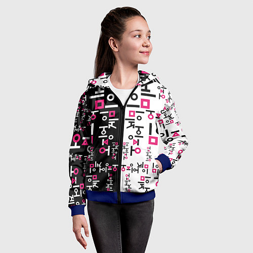 Детская толстовка на молнии ЛОГО ПАТТЕРН НА ЧЕРНО-БЕЛОМ / 3D-Синий – фото 4