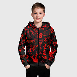 Толстовка на молнии детская БЕРСЕРК ПАТТЕРН СИМВОЛИКА КЛЕЙМО, цвет: 3D-черный — фото 2