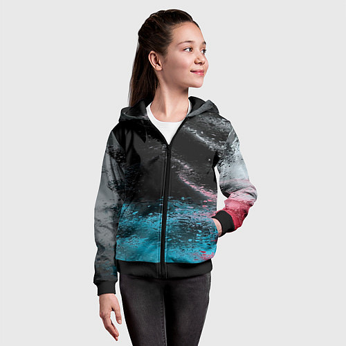 Детская толстовка на молнии Распад красок / 3D-Черный – фото 4