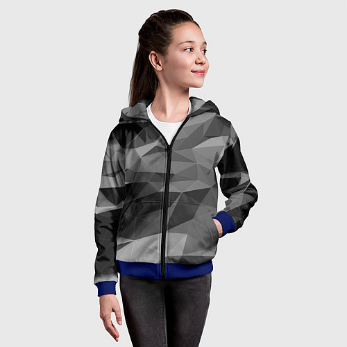 Детская толстовка на молнии Чб абстракция / 3D-Синий – фото 4