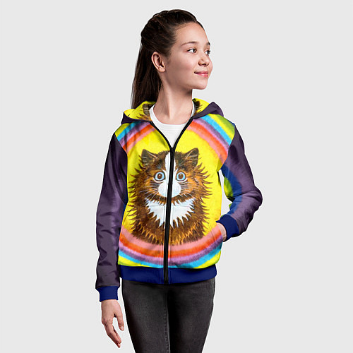 Детская толстовка на молнии Радужный кот Луиса Уэйна / 3D-Синий – фото 4