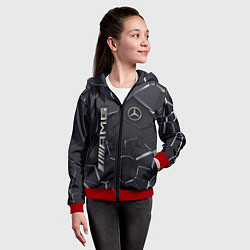 Толстовка на молнии детская Mercedes AMG 3D плиты, цвет: 3D-красный — фото 2