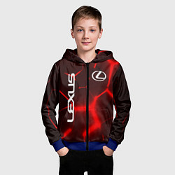 Толстовка на молнии детская ЛЕКСУС КРАСНЫЕ 3Д ПЛИТЫ, цвет: 3D-синий — фото 2