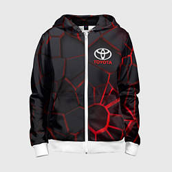 Толстовка на молнии детская Тойота 3D плиты с подсветкой, цвет: 3D-белый