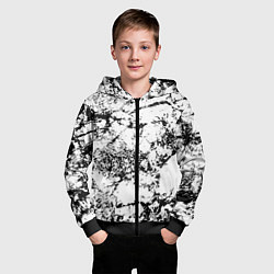 Толстовка на молнии детская Эффект линогравюры, цвет: 3D-черный — фото 2